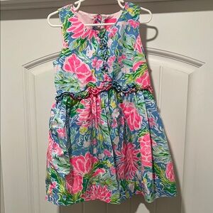 Lilly Pulitzer Kids Annalee Floral Fit and Flare Dress - Pink and Blue